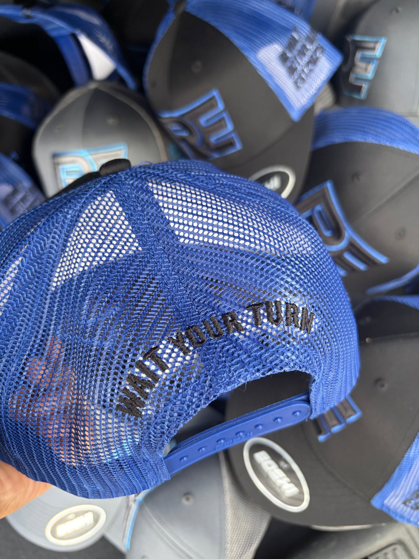 REVALT ‘WAIT YOUR TURN’ Royal blue and black cap