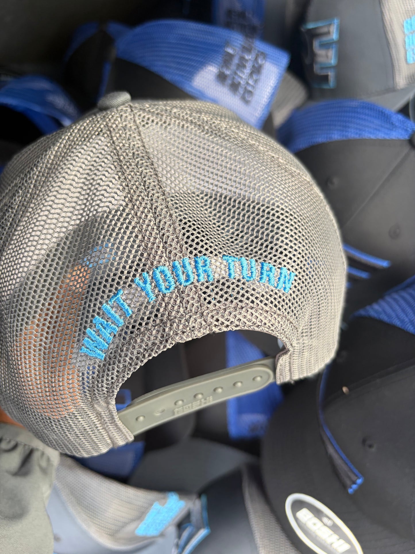 REVALT ‘WAIT YOUR TURN’ Grey and baby blue
